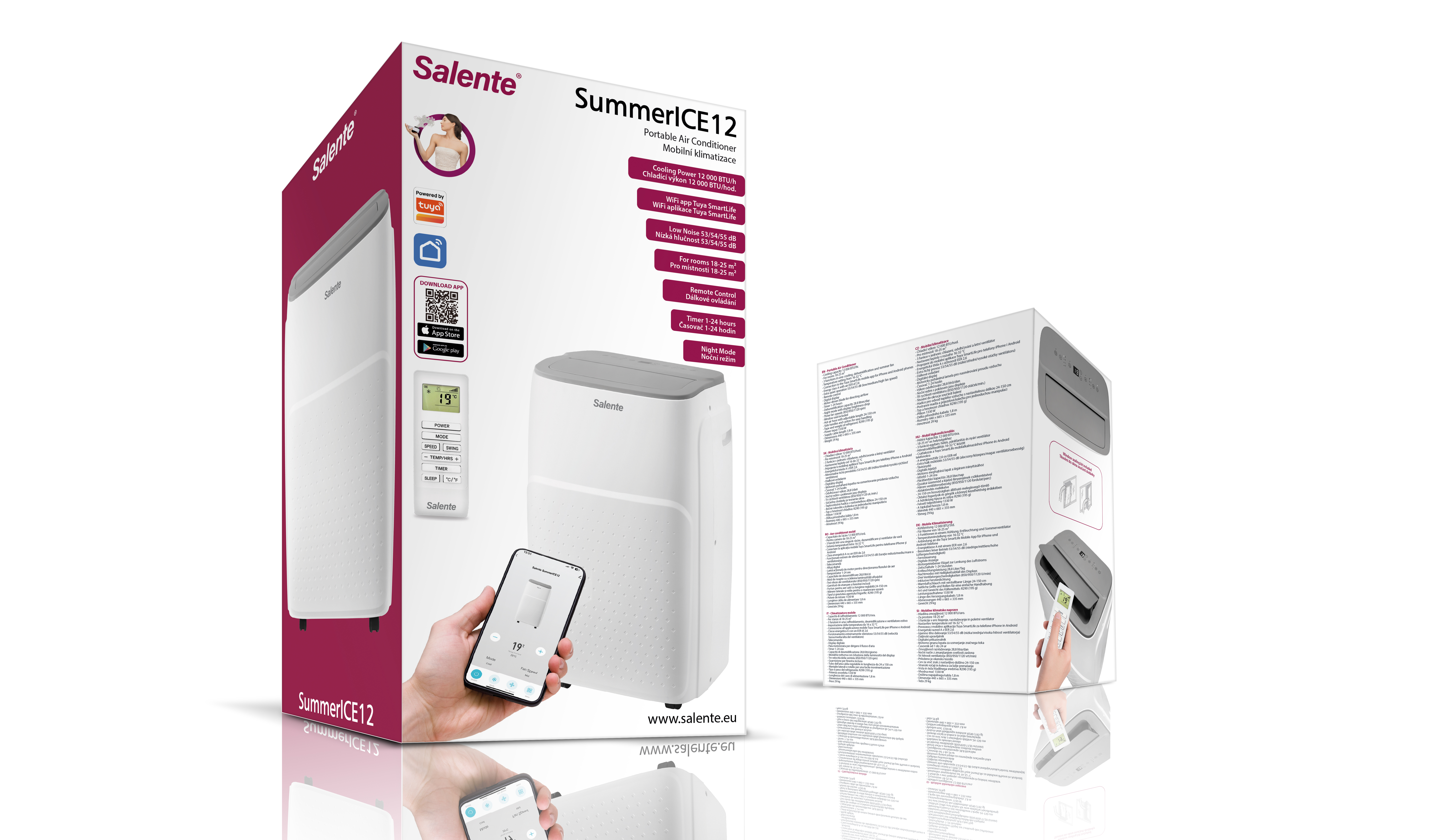 Salente SummerICE12, múdra mobilná klimatizácia, 12000 BTU, WiFi + Bluetooth, diaľk. ovl. 