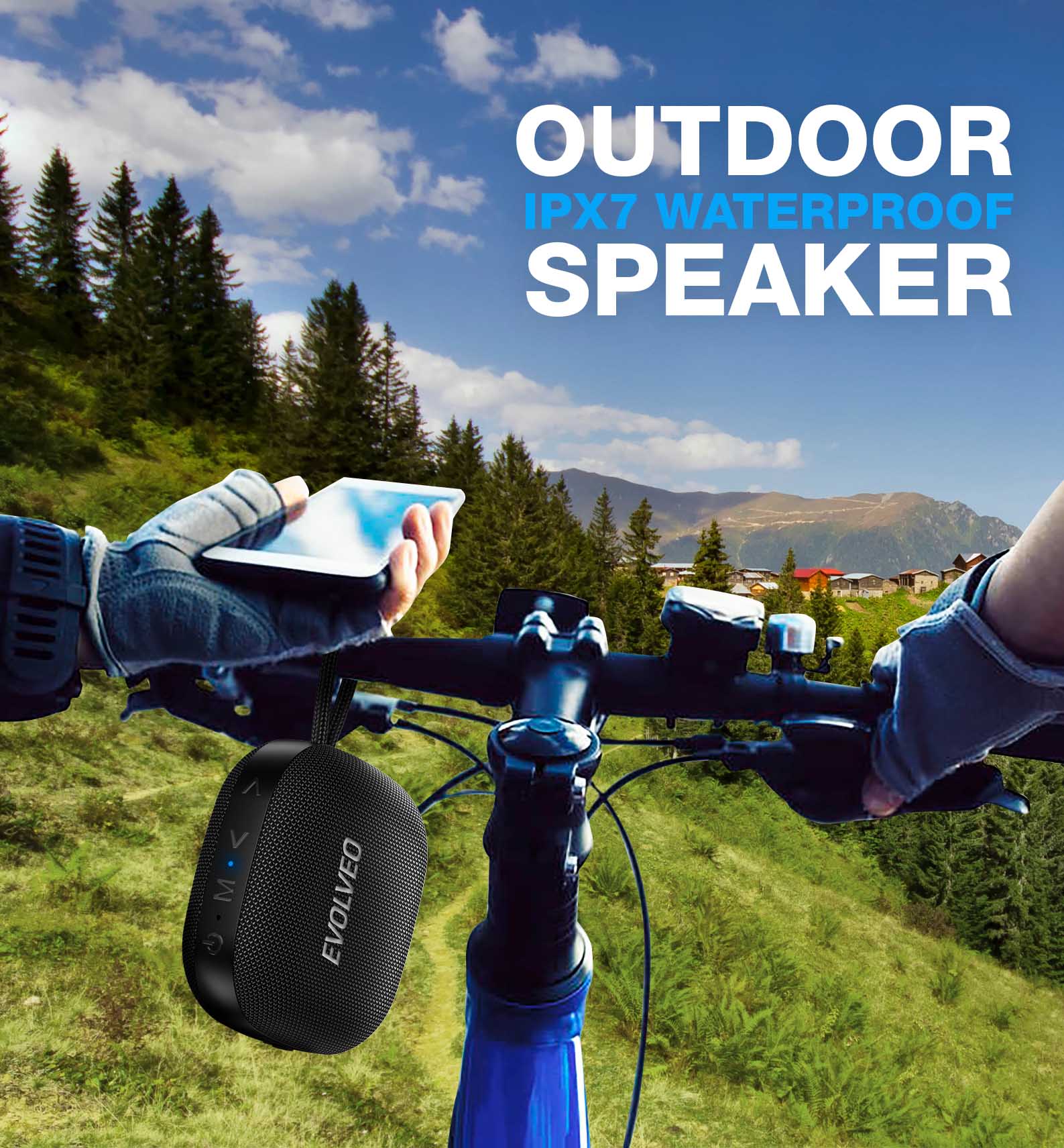 EVOLVEO TopSound, bezdrátový vodotěsný bluetooth reproduktor s rádiem, černý 