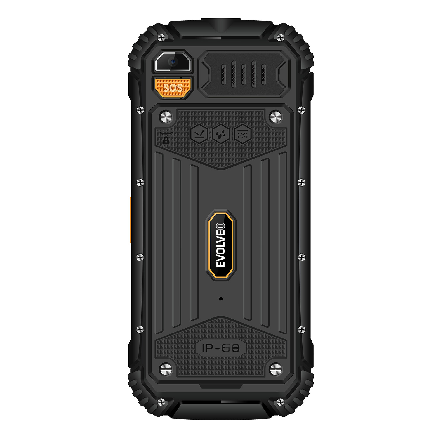 EVOLVEO StrongPhone Q1, IP68 odolný Dual SIM telefón, 2, 4" LCD, 1800mAh, čierno-oranžový 