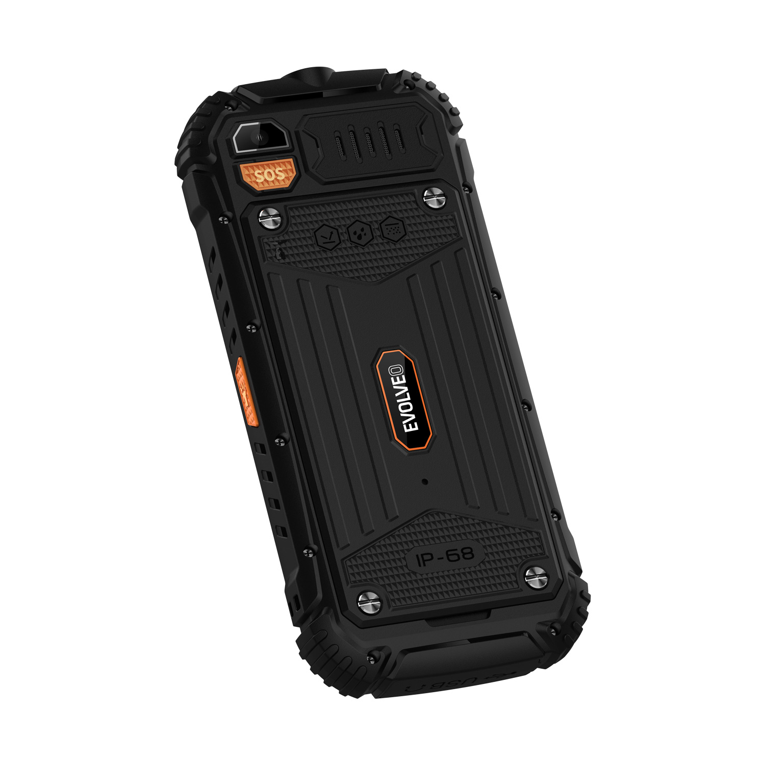 EVOLVEO StrongPhone Q1, IP68 odolný Dual SIM telefón, 2, 4" LCD, 1800mAh, čierno-oranžový 