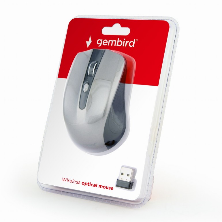 Gembird MUSW-4B-04-BG/ Cestovná/ Optická/ 1 600 DPI/ Bezdrôtová USB/ Čierna-strieborná 
