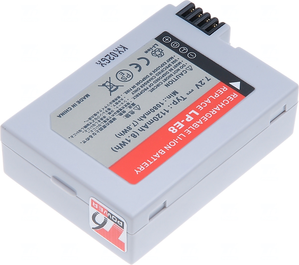 Batéria T6 power Canon LP-E8, 1050mAh, 7, 6Wh, sivá 