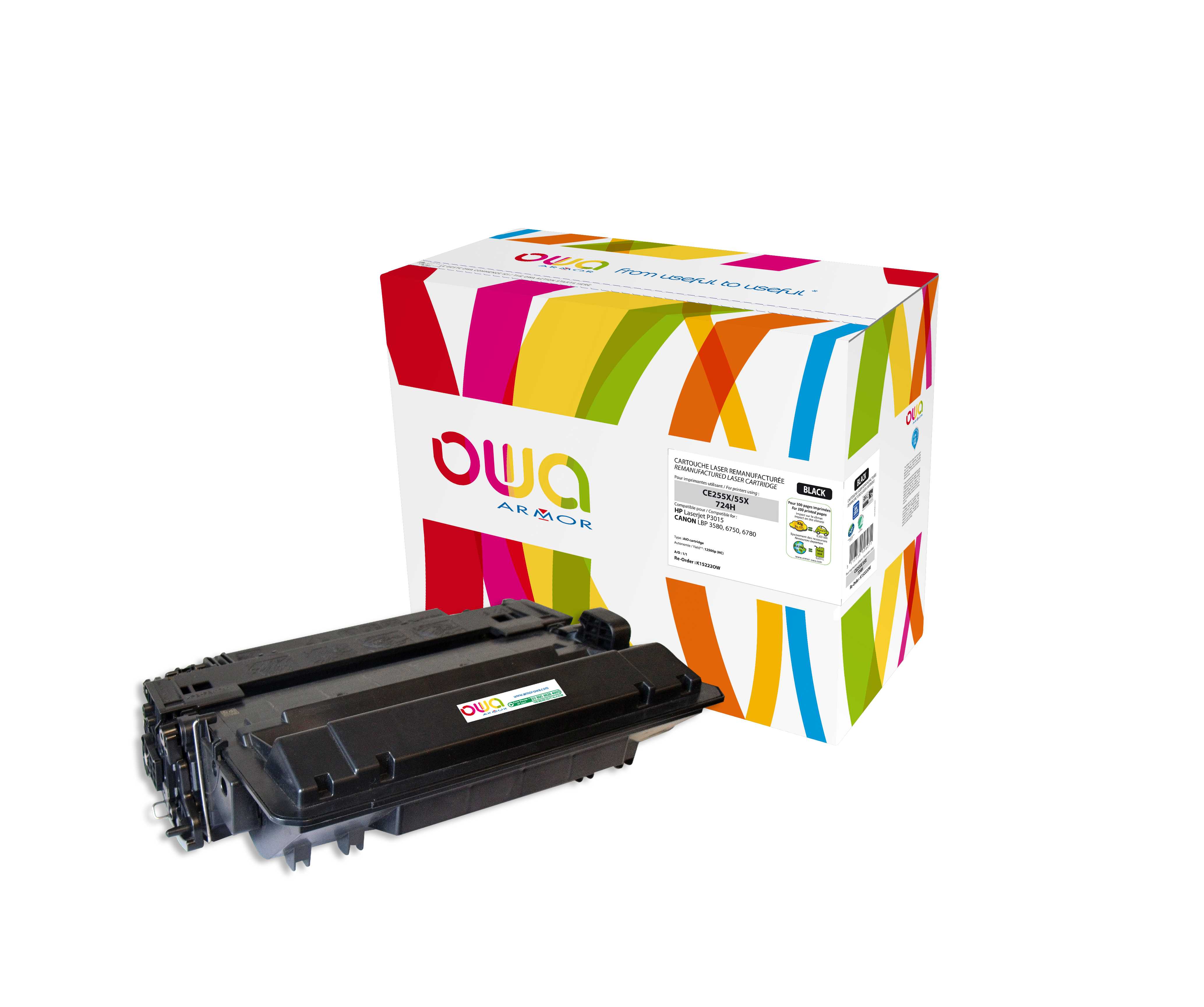 OWA Armor toner kompatibilný s HP LJ P3015, CE255X, 12000st, čierna/ black