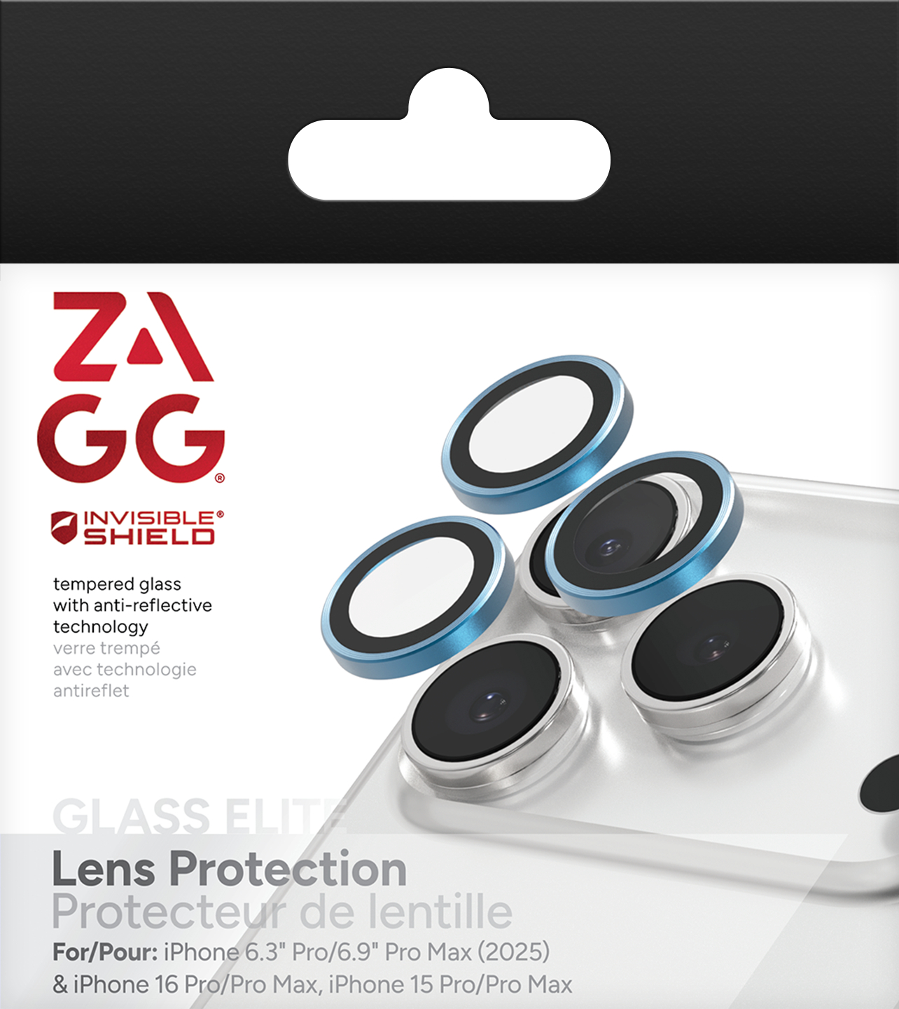 ZAGG Ochranná šošovka Premium pre Apple iPhone 17 Pro/ Pro Max/ 16 Pro/ Pro Max/ 15 Pro/ Pro Max - modrá 