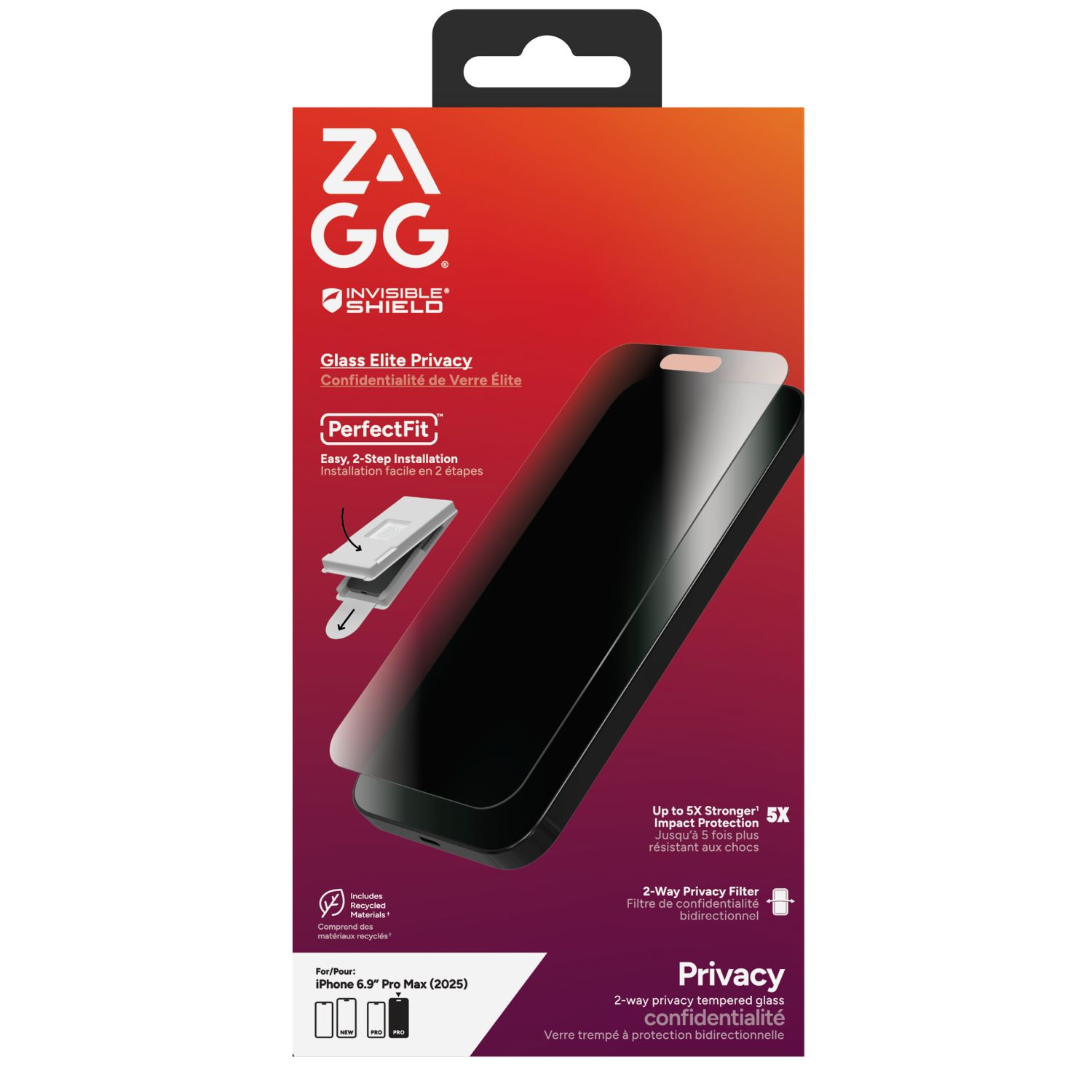 ZAGG Ochranné sklo GLASS Elite Privacy pre Apple 17 Pro Max 