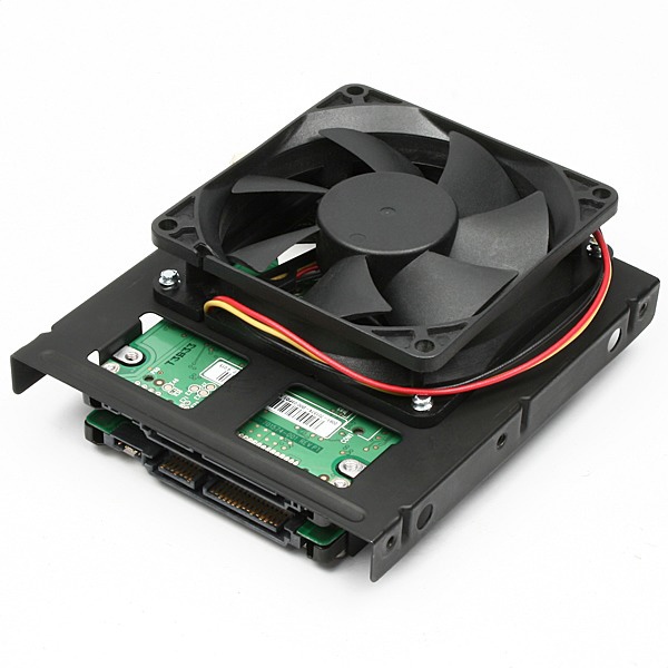 AXAGON RHD-225, kovový rámček pre 2x 2.5" HDD/ SSD do 3.5" pozície, montáž ventilátora 