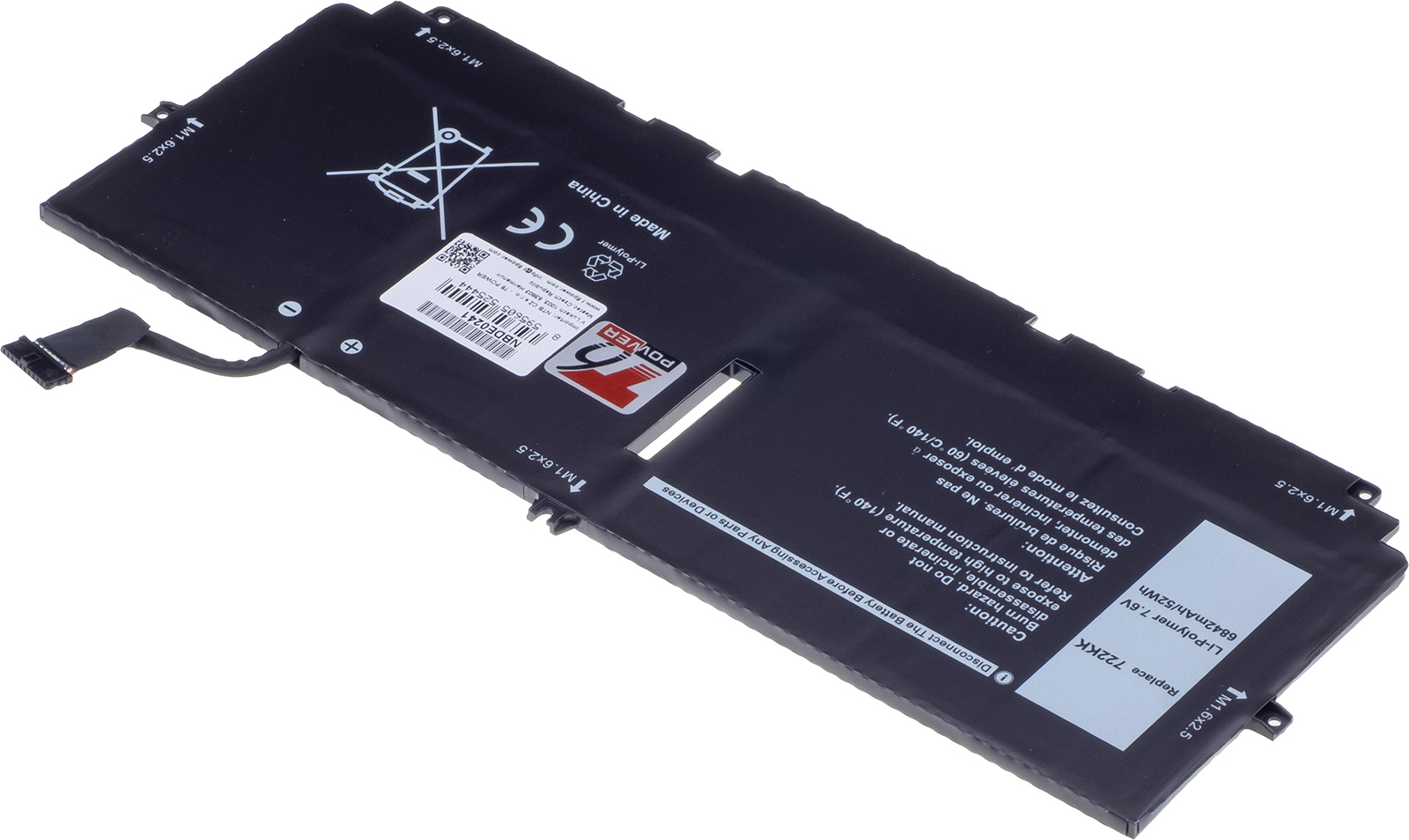 Batéria T6 Power pre Dell XPS 13 9300, XPS 13 9310, 6842mAh, 52Wh, 4cell, Li-pol 