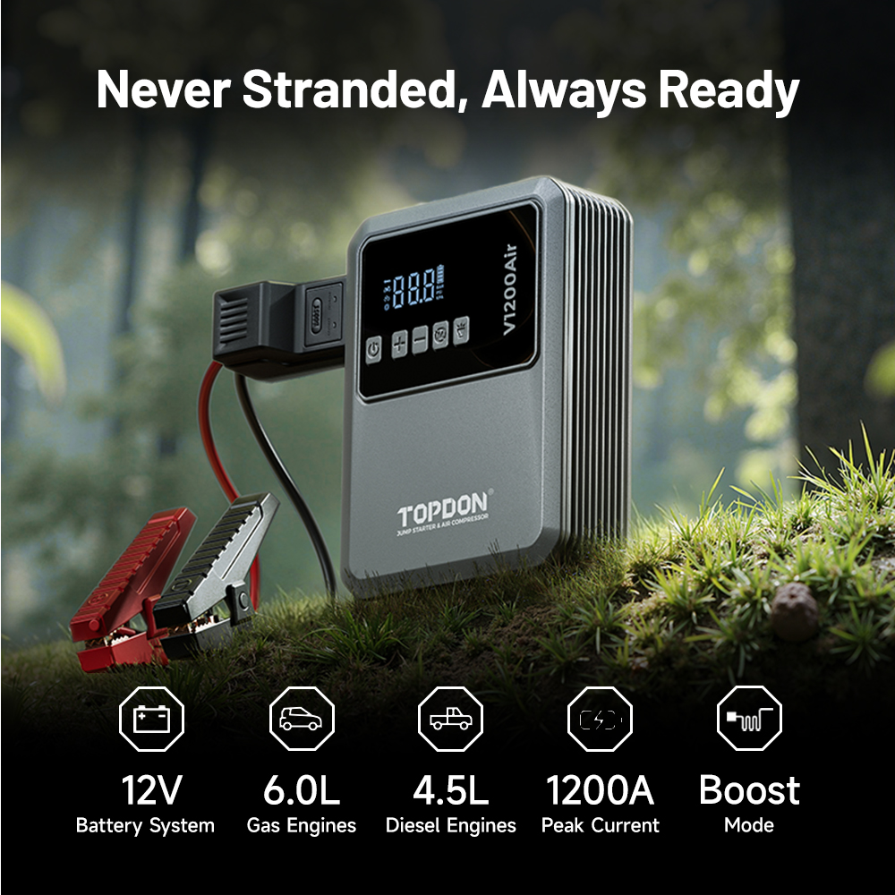 TOPDON Car Jump Starter Jump Surge V1200air/ 10000mAh/ 1200A/ 6, 0l benzín/ 4, 5l nafta 