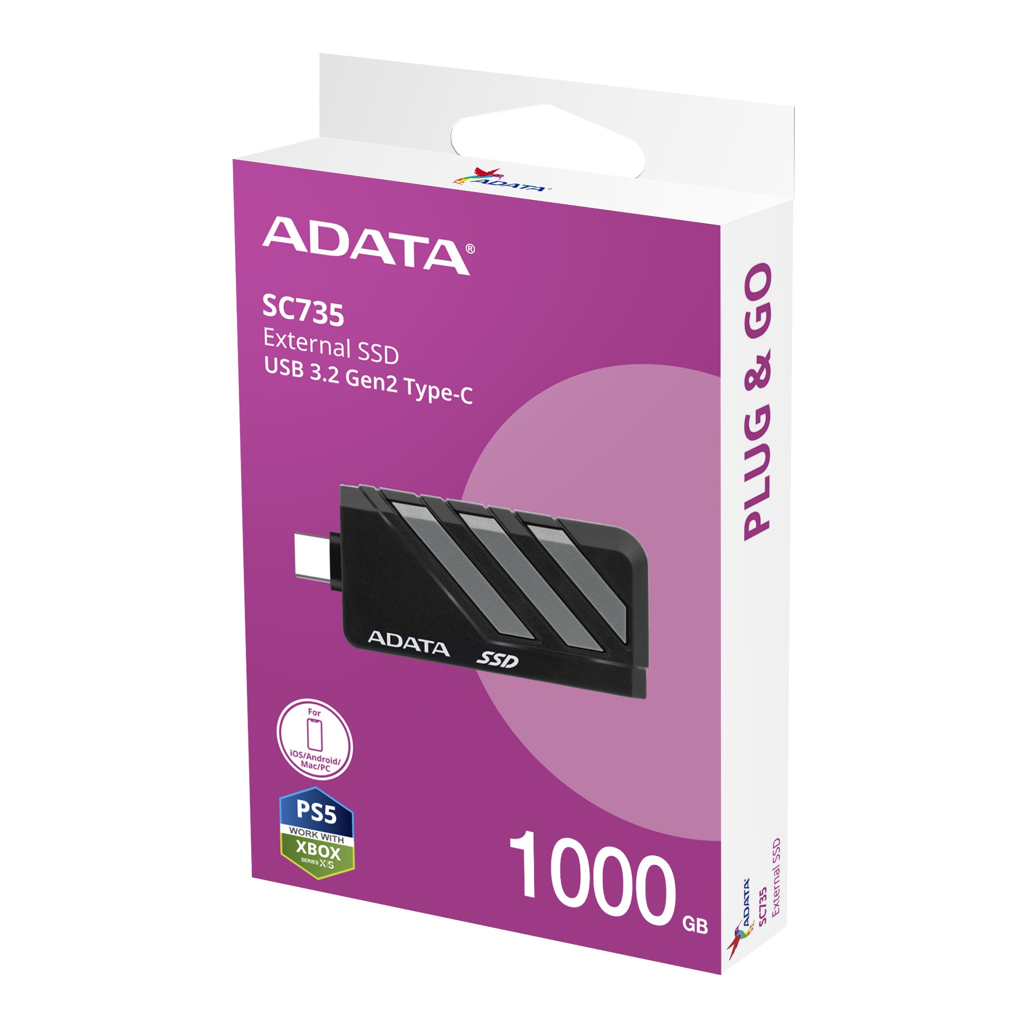 ADATA SC735/ 1TB/ SSD/ Externý/ Sivá/ 5R 