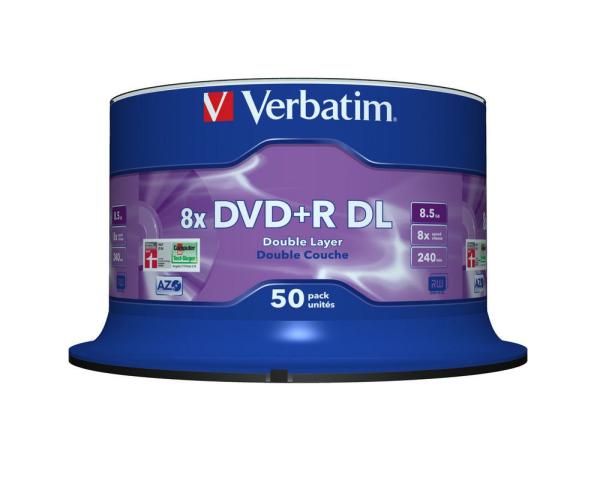 VERBATIM DVD+R(50-pack)/Double Layer/Spindle/ 8X 8.5GB Matt Silver