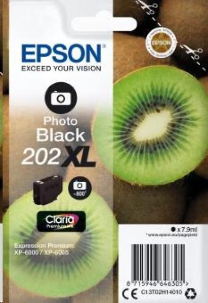 Atrament EPSON čierny Singlepack "Kiwi" Photo Black 202XL Claria Premium Ink 7,9 ml