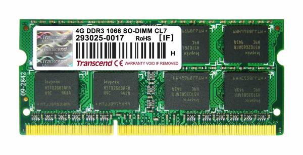 SODIMM DDR3 4GB 1066MHz TRANSCEND 2Rx8 CL7,  maloobchod