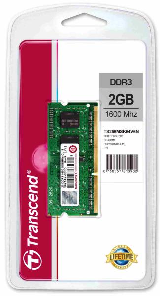 SODIMM DDR3 2GB 1600MHz TRANSCEND 1Rx8 CL112