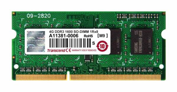 SODIMM DDR3 4GB 1600MHz TRANSCEND 1Rx8 CL11