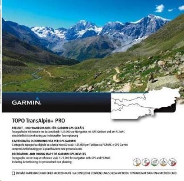 Garmin - Turist. mapa Alpy a Rakousko,  Topo TransAlpine+ PRO,  microSD/ SD