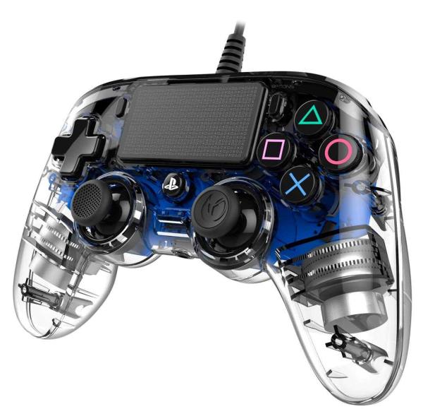 Nacon Wired Compact Controller - ovladač pro PlayStation 4 - průhledný modrý3