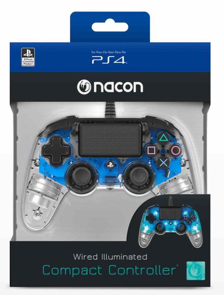 Nacon Wired Compact Controller - ovladač pro PlayStation 4 - průhledný modrý0
