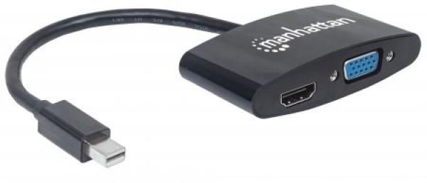 Adaptér MANHATTAN 2 v 1 4K Mini DisplayPort,  Mini DP samec na HDMI/ VGA samica,  pasívny,  čierny1