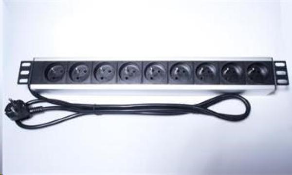 Napájací panel PremiumCord pre 19" rack 1.5U, 9x230V, 2m kábel