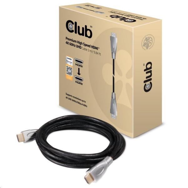 Club3D Kabel Certifikovaný HDMI Premium High Speed,  HDMI 2.0 4K60Hz UHD,  3m