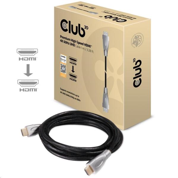 Club3D Kabel Certifikovaný HDMI 2.0 Premium High Speed 4K60Hz UHD,  1m