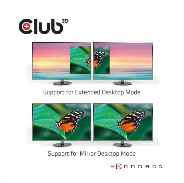 Club3D adaptér USB A na 2xHDMI 2.0 Duálny monitor 4K 60 Hz (M/ F)0