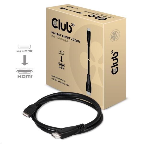Kábel Club3D Mini HDMI na HDMI 2.0 4K60Hz UHD,  (M/ M),  1m
