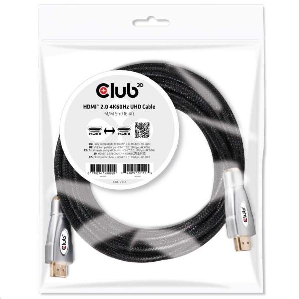 Kábel HDMI Club3D 2.0,  vysoká rýchlosť 4K60Hz UHD (M/ M),  5 m
