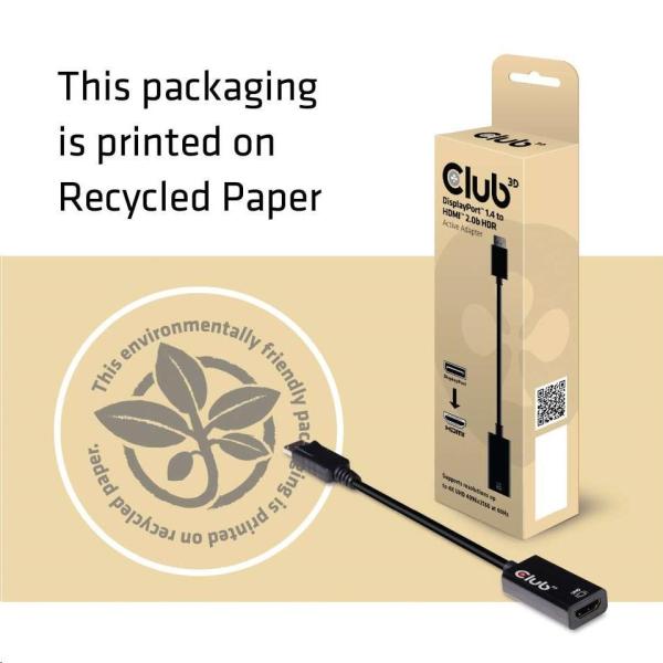 Club3D Active DisplayPort adaptér 1.4 na HDMI 2.0b,  HDR,  19cm5