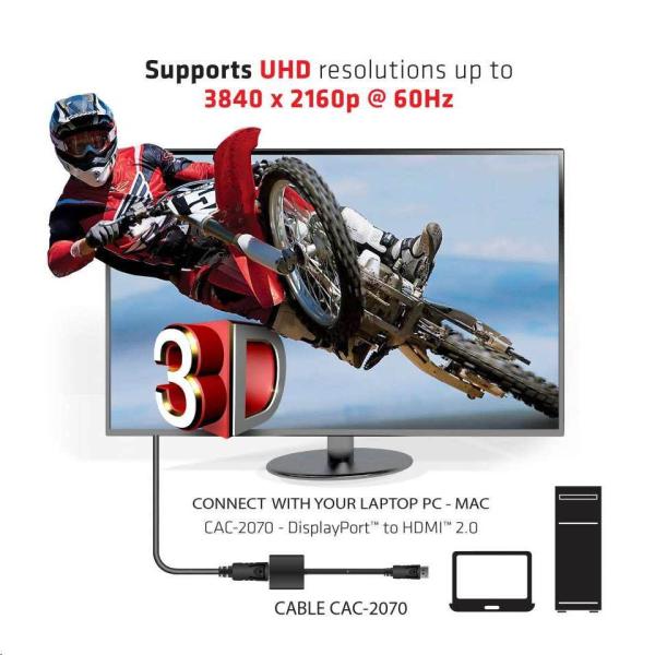 Club3D Active DisplayPort adaptér 1.2 na HDMI 2.0 4K60Hz UHD,  20 cm2