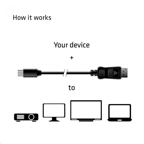 Club3D Adaptér mini DisplayPort 1.4 na DisplayPort 1.4,  HBR3 8K60Hz/ 4K120Hz (M/ M),  2m1