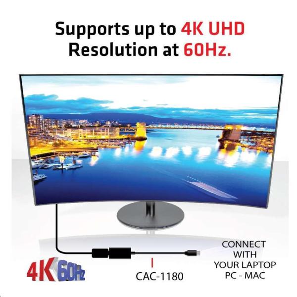 Club3D Adaptér aktívny mini DisplayPort 1.4 na HDMI 2.0b,  HDR (M/ F),  16cm5