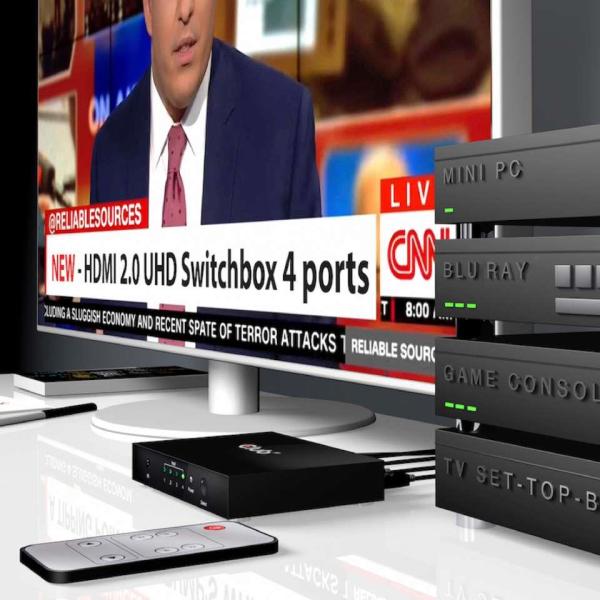 Club3D Video prepínač 4:1 HDMI 2.0 4K60Hz UHD,  4 porty4