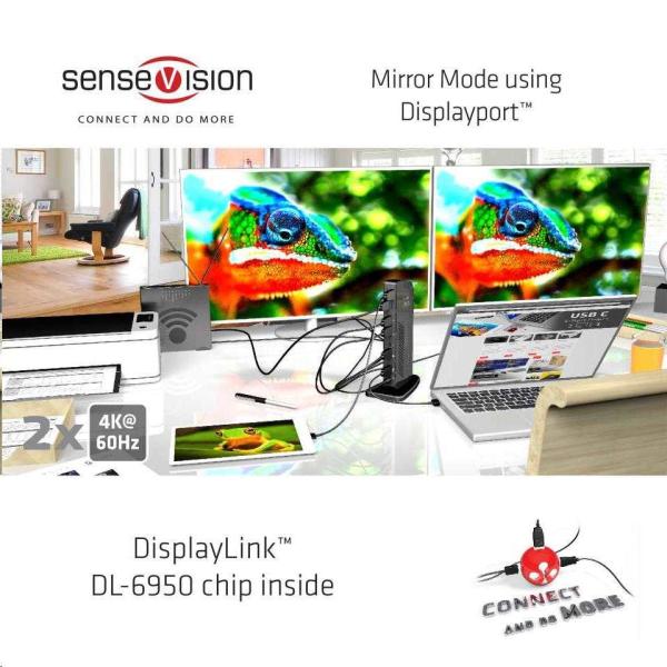 Club3D USB-A a USB-C Dual Display 4K60Hz Dokovacia stanica (6x USB 3.0/ 2x DP/ Ethernet/ USB-B/ 2x audio)5