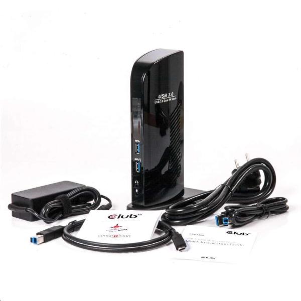 Club3D USB-A a USB-C Dual Display 4K60Hz Dokovacia stanica (6x USB 3.0/ 2x DP/ Ethernet/ USB-B/ 2x audio)6