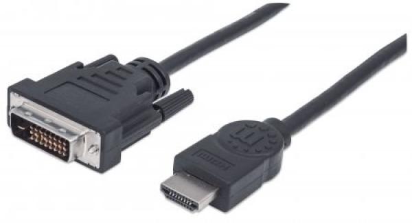 MANHATTAN HDMI samec na DVI-D 24+1 samec,  dvojlinkové prepojenie,  čierna farba,  1, 8 m