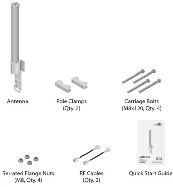 UBNT airMAX všesmerová anténa AMO-2G10 [všesmerová anténa MIMO,  2.4GHz,  10dBi,  raketová súprava]2