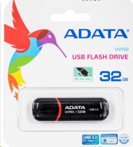 ADATA Flash disk 32GB UV150,  USB 3.1 disk Dash Drive (R:90/ W:20 MB/ s) čierny0
