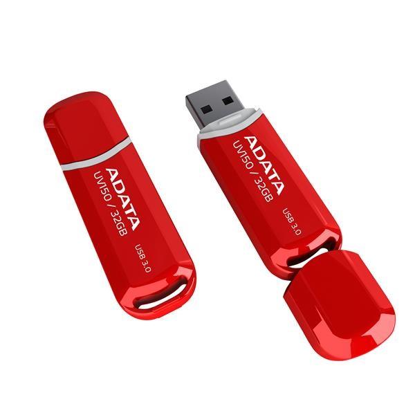 ADATA Flash disk 32GB UV150,  USB 3.1 disk Dash Drive (R:90/ W:20 MB/ s) červený