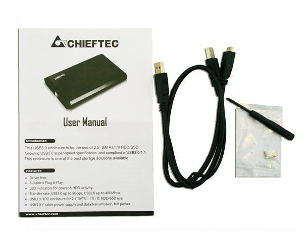 Externý rám CHIEFTEC pre SATA HDD/ SSD 2, 5",  USB3.2
