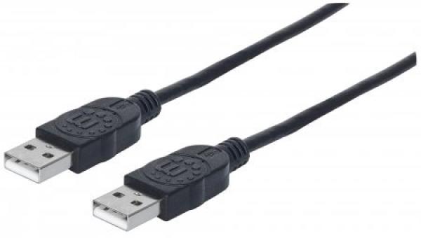 MANHATTAN USB kábel 2.0,  typ A samec na typ A samec,  0.5 m,  čierna