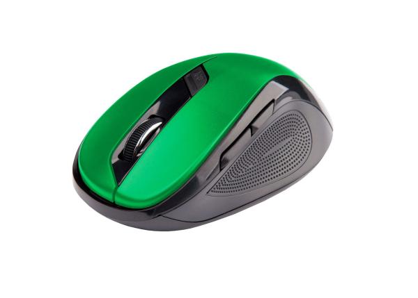 Myš C-TECH WLM-02,  čierno-zelená,  bezdrôtová,  1600DPI,  6 tlačidiel,  USB nano prijímač