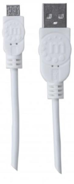 MANHATTAN Pripojovací kábel USB 2.0 A samec /  Micro-B samec,  1 m,  biely3