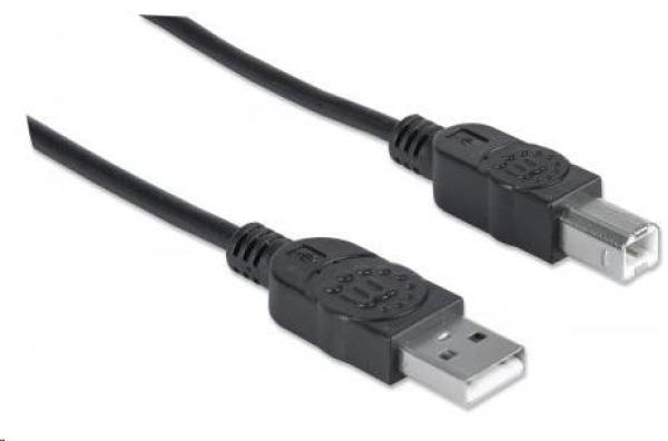 MANHATTAN vysokorýchlostný kábel USB pre zariadenia,  samec typu A na samec typu B,  0, 5 m,  čierny1