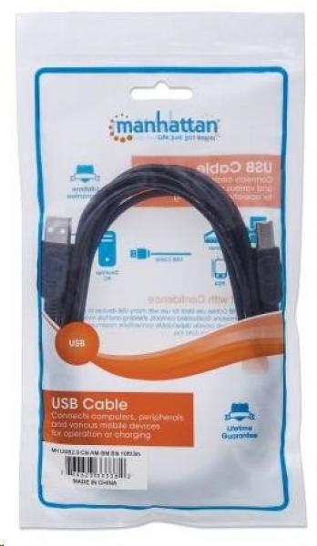 MANHATTAN vysokorýchlostný kábel USB pre zariadenia,  samec typu A na samec typu B,  0, 5 m,  čierny5