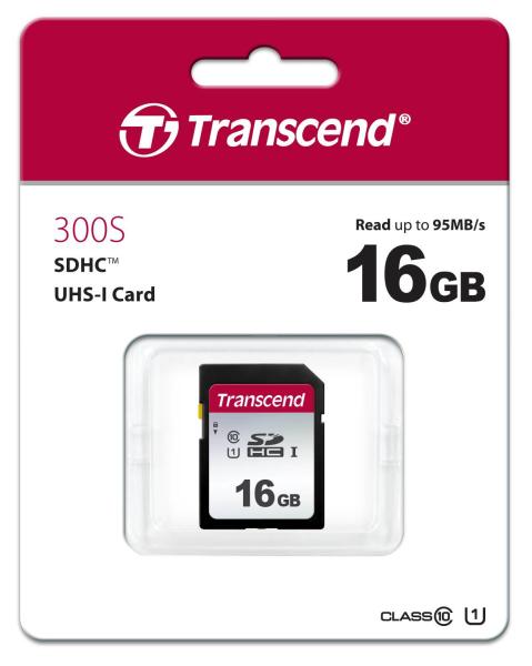 Karta TRANSCEND SDHC 16GB 300S,  UHS-I U1 (R:95/ W:45 MB/ s)1