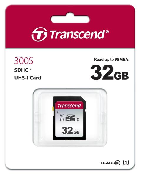 Karta TRANSCEND SDHC 32GB 300S,  UHS-I U1 (R:100/ W:25 MB/ s)1