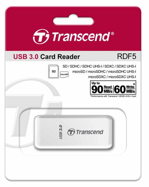 Čítačka kariet TRANSCEND F5,  USB 3.0,  biela2