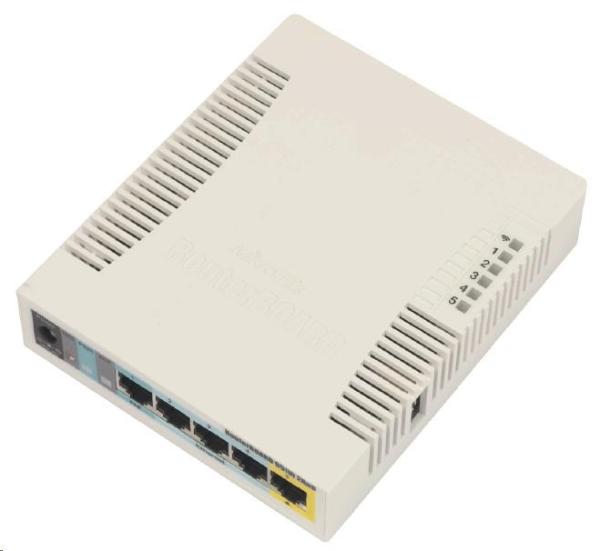 MikroTik RouterBOARD RB951Ui-2HnD,  600MHz CPU,  128MB RAM,  5x LAN,  integ. 2.4GHz Wi-Fi,  vrátane. Licencia L4