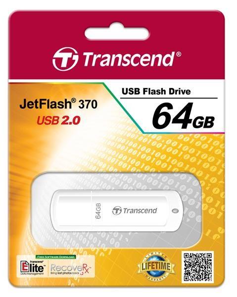 TRANSCEND Flash disk 64GB JetFlash®370,  USB 2.0 (R:16/ W:6 MB/ s) biela2